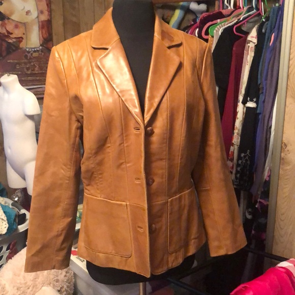 Monterey Bay Jackets & Blazers - Genuine Leather Women’s Tan Jacket with front Pockets Size 10